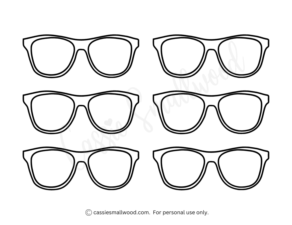 Printable Outline Sunglasses Template