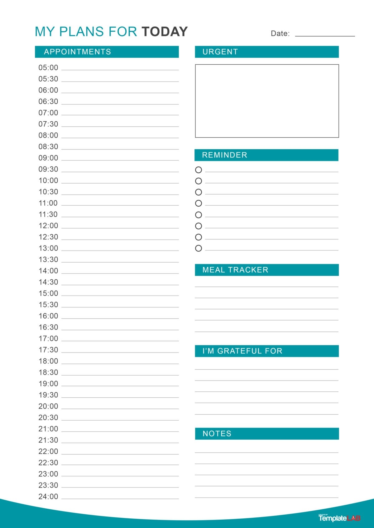 Day Planner Template Printable