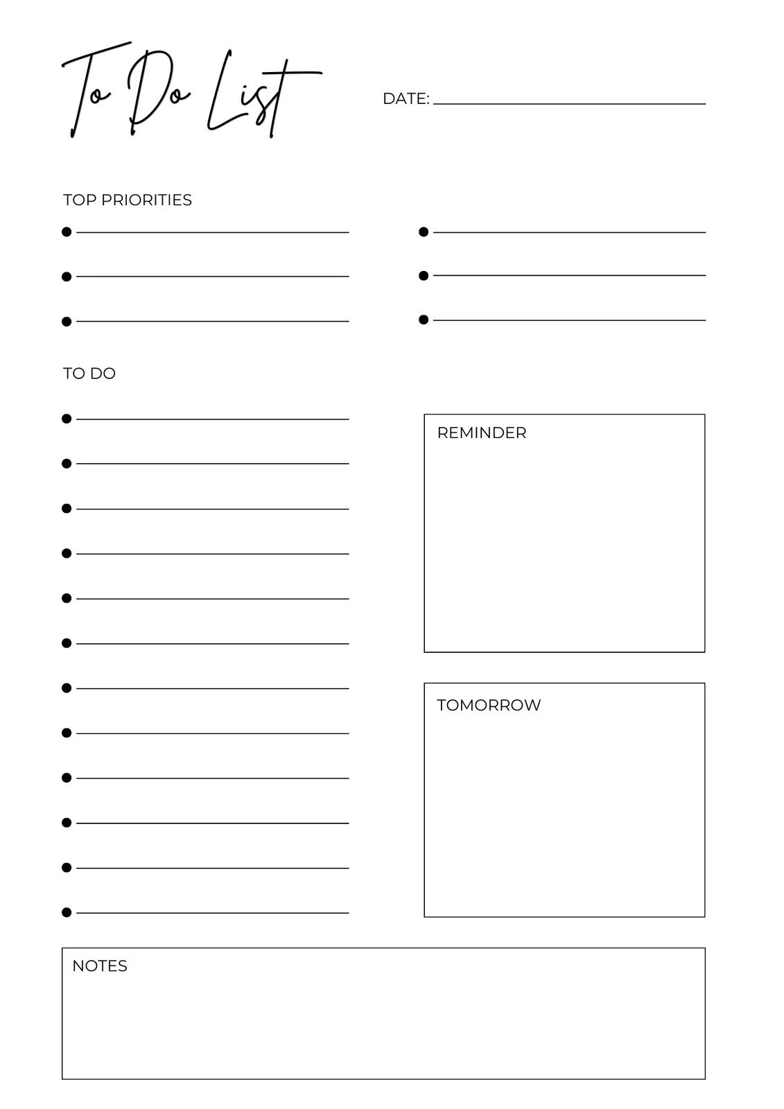 Free To Do List Templates Printable