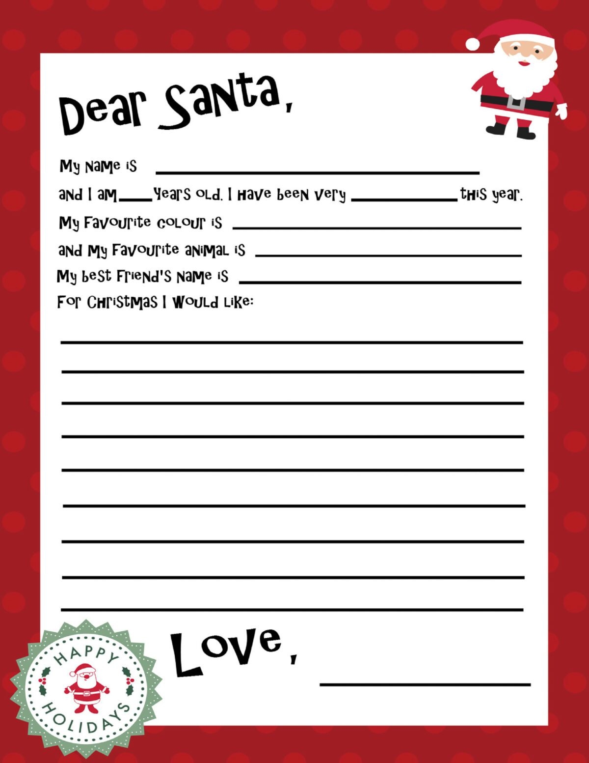 Free Printable Christmas Letter Template Free Printable Christmas Letter Template