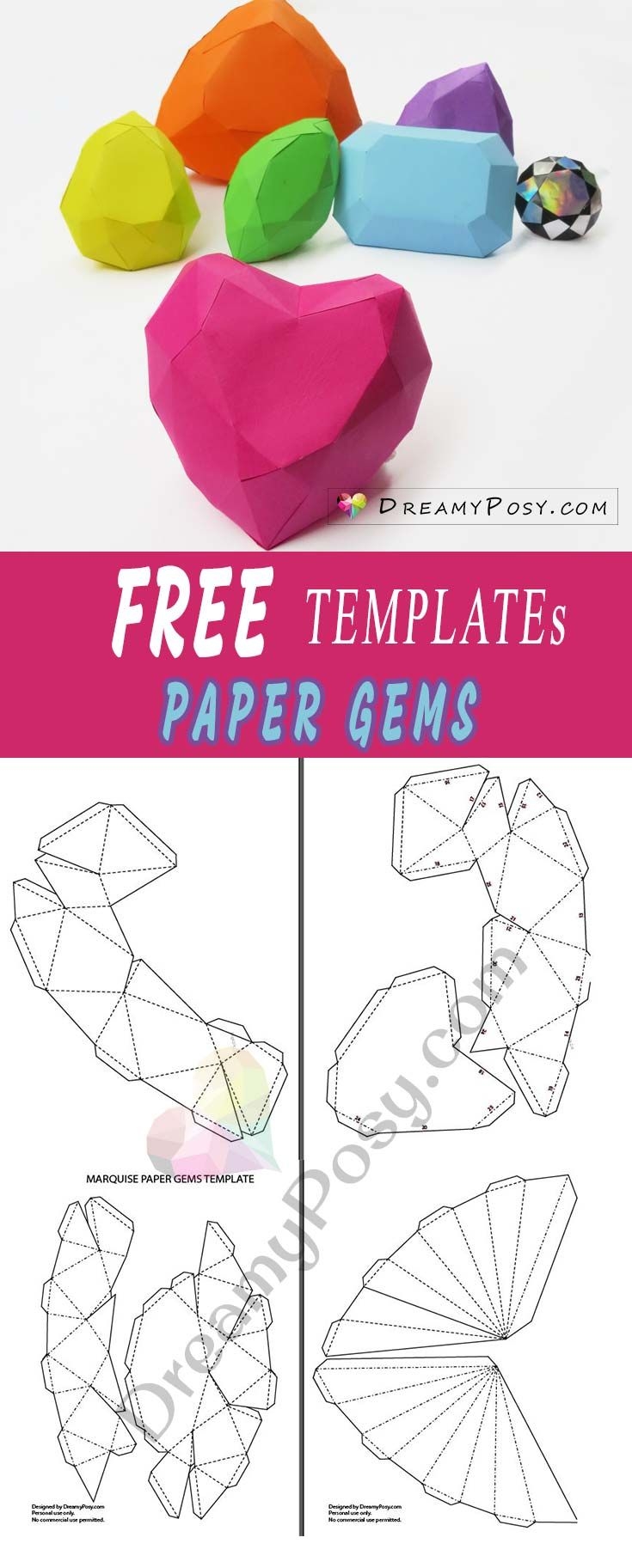 Printable 3d Paper Gem Templates