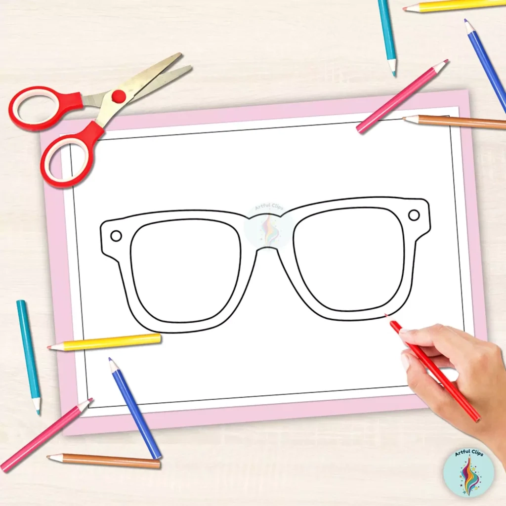 Sunglasses Template Set Black And White Outlines For Summer Sunglasses Template Set Black And White Outlines For Summer