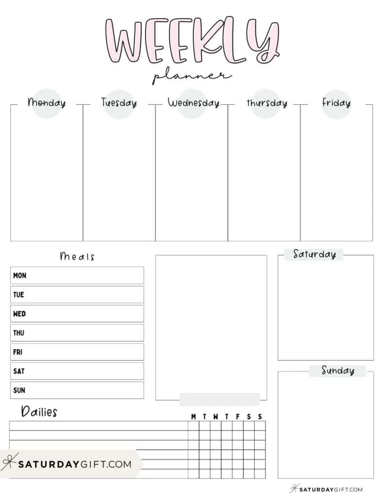 Cute Printable Weekly Planner Template